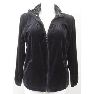 Lane Bryant PLUS Size 14/16 Velour Polka Dots Full Zipper Long Sleeve Jacket